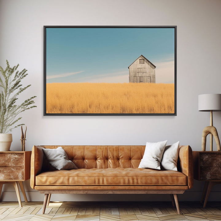 Liminal Spaces, Rustic Farmhouse Wall Decor, Teal Gray Barn Landscape Art Print or Canvas, Country Living Room Wall Decor, Liminal Art