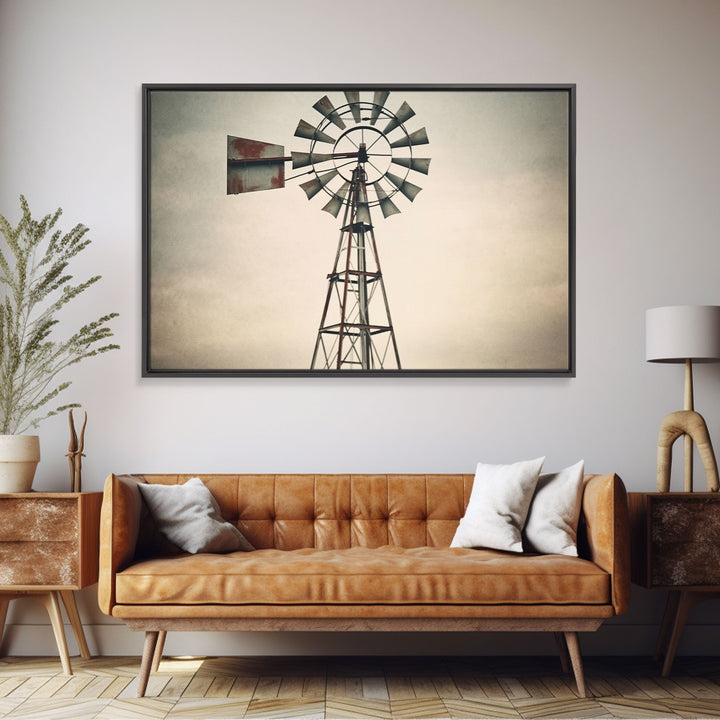 Rustic Farmhouse Home Decor, Windmill Photography Photo Print Art, Rustic Industrial Farmhouse Wall Art Picture, Country Landscape Picture
