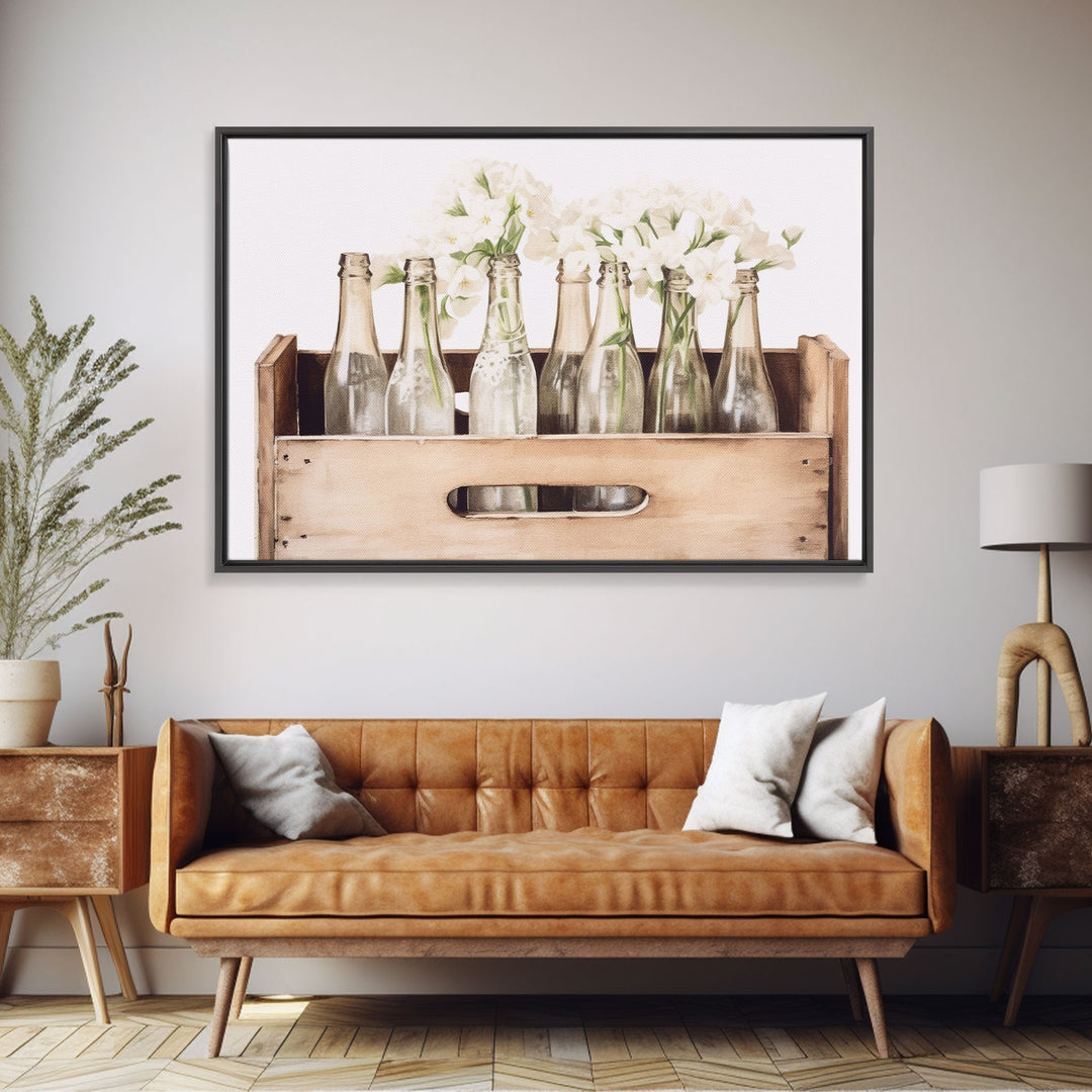Farmhouse Kitchen Art - White Hydrangea Flowers, Vintage Cottage Style Wall Decor Prints or Canvas Artwork, Rustic / Primitive Kitchen Decor