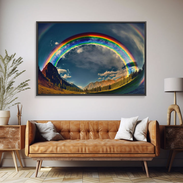 Fish-Eye Rainbow, Yellowstone, Framed Canvas Print, beautiful rainbow nature art