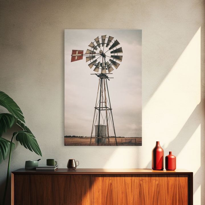 Rustic Farmhouse Home Decor, Windmill Photography Photo Print Art, Rustic Industrial Farmhouse Wall Art Picture, Country Landscape Picture