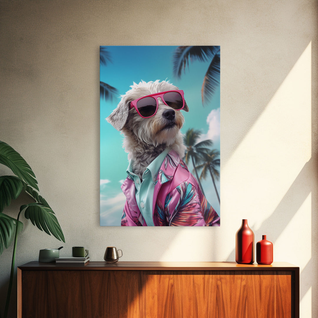 Shih Tzu Wall Print, Dog Wall Art, Dog Sunglasses, Pink Floral Suit, Funny Wall Art, Framed Wall Art, Framed Canvas, Wall Print, Wall Canvas