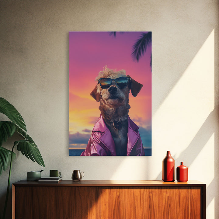 Shi Tzu Wall Print, Dog Wall Art, Dog Sunglasses, Dog In Pink Suit, Funny Art, Framed Wall Art, Framed Canvas, Wall Print, Wall Canvas