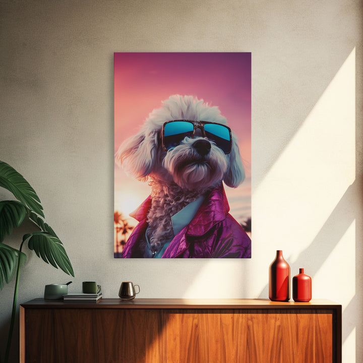 Poodle Wall Print, Dog Wall Art, Dog Sunglasses, Dog In Pink Suit, Funny Art, Framed Wall Art, Framed Canvas, Wall Print, Wall Canvas