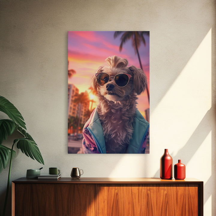 Shih Tzu In Sunglasses Blue Tracksuit Wall Print, Dog Portrait, Dog Art Print, Framed Wall Art, Framed Canvas, Wall Print, Wall Canvas
