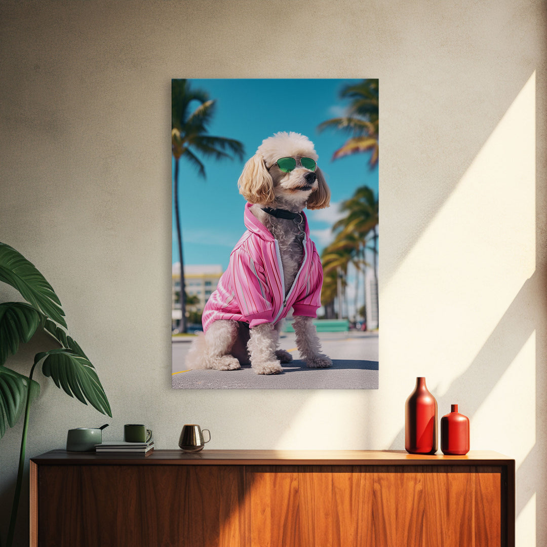 Shih Tzu In Sunglasses Pink Tracksuit Wall Print, Dog Portrait, Dog Art Print, Framed Wall Art, Framed Canvas, Wall Print, Wall Canvas