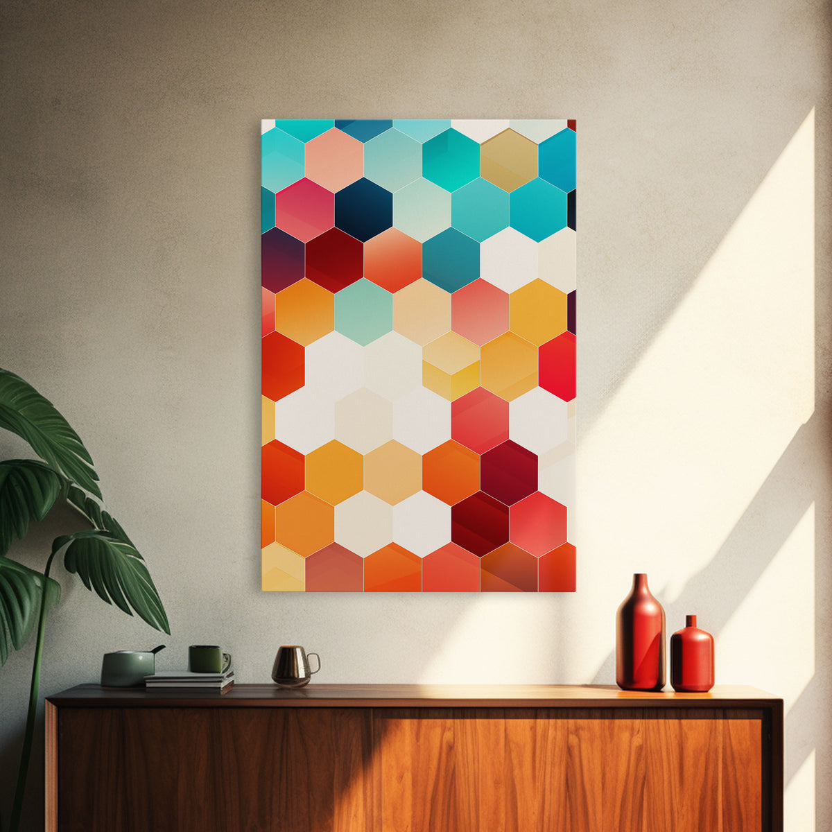 Mid Century Art Print, Framed Modern Art, Geometric Art, Mid Century Modern Wall Art, Colorful Art, MCM Style Canvas Art