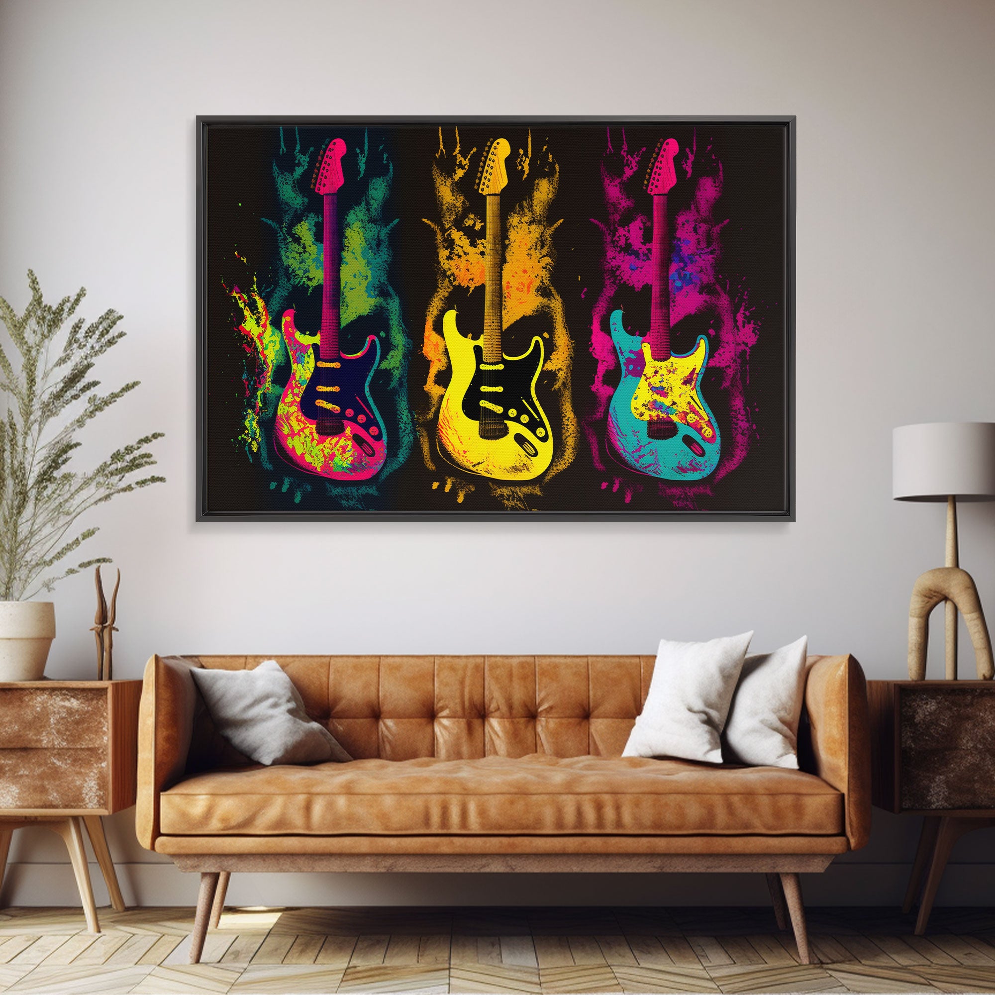 Psychedelic Electric Guitar Graffiti Pop Art, Instrument Drawings