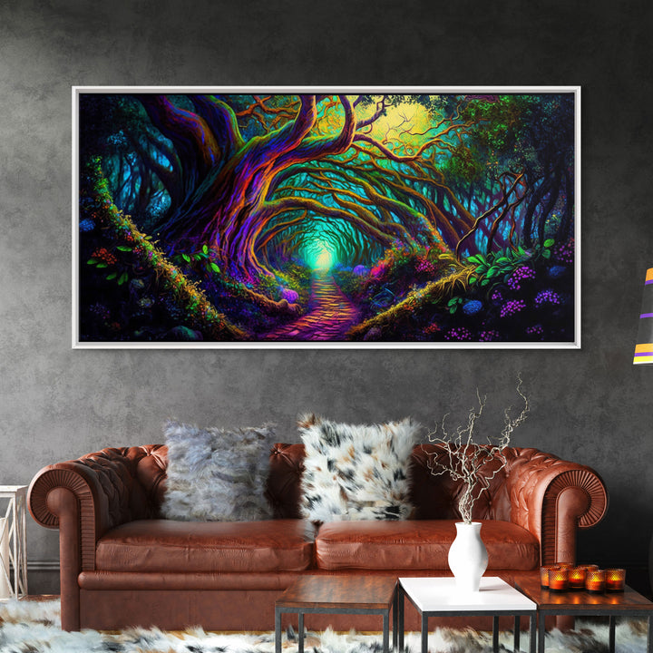 Fantasy wall art, canvas print, magical forest, fantasy landscape art, ready to hang wall art, magical glowing forest fantasy art