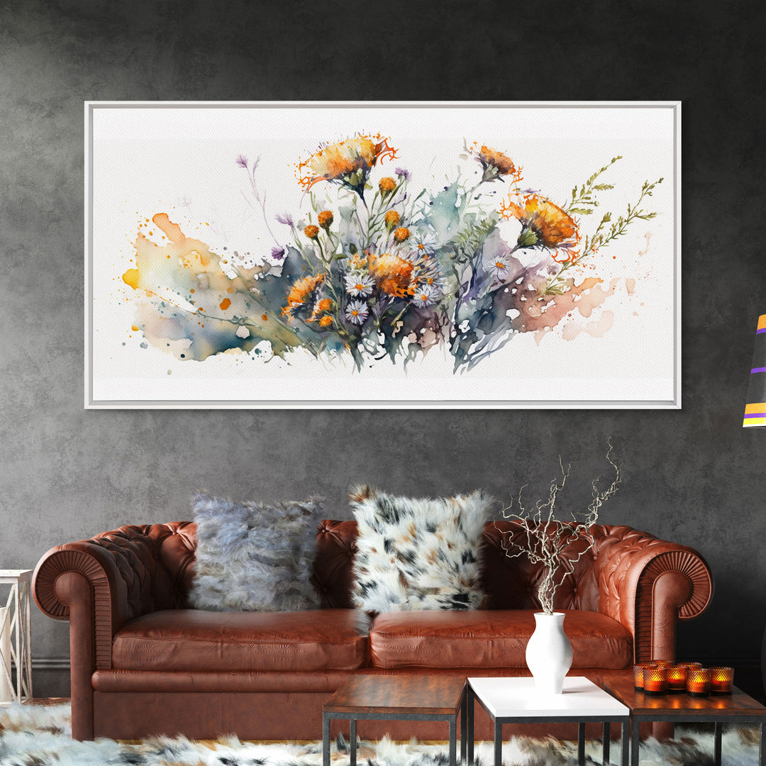 Rustic Farmhouse Decor, Framed Canvas Print, Floral Watercolor Painting, Flower Art, Flower Painting, Entry Room Painting, Gift For Mom
