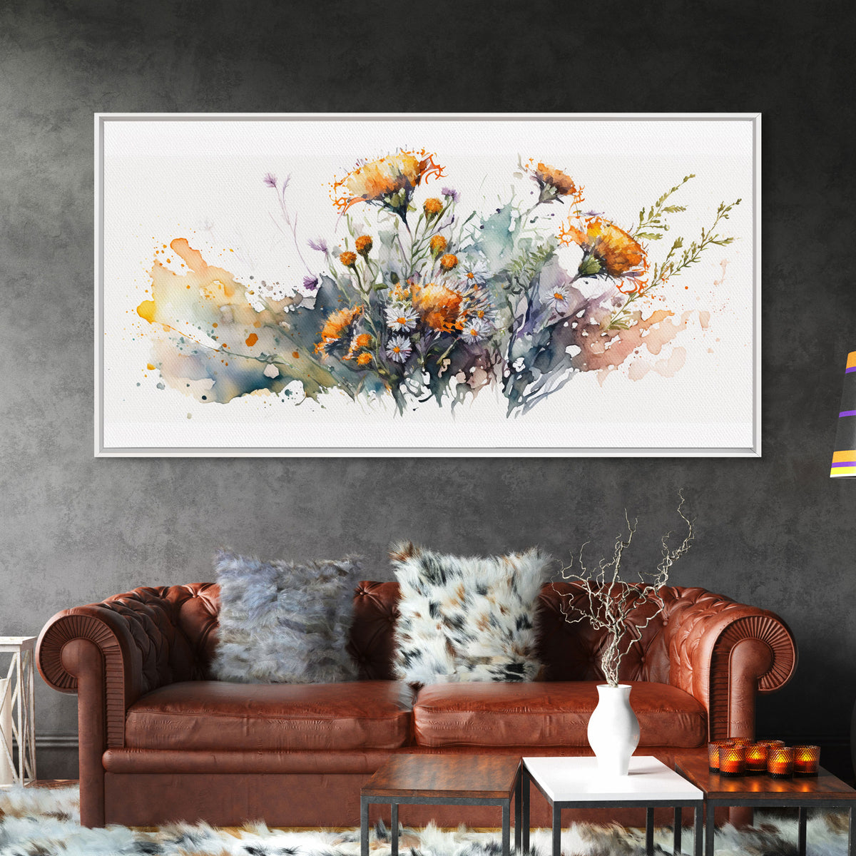 Rustic Farmhouse Decor, Framed Canvas Print, Floral Watercolor Painting, Flower Art, Flower Painting, Entry Room Painting, Gift For Mom