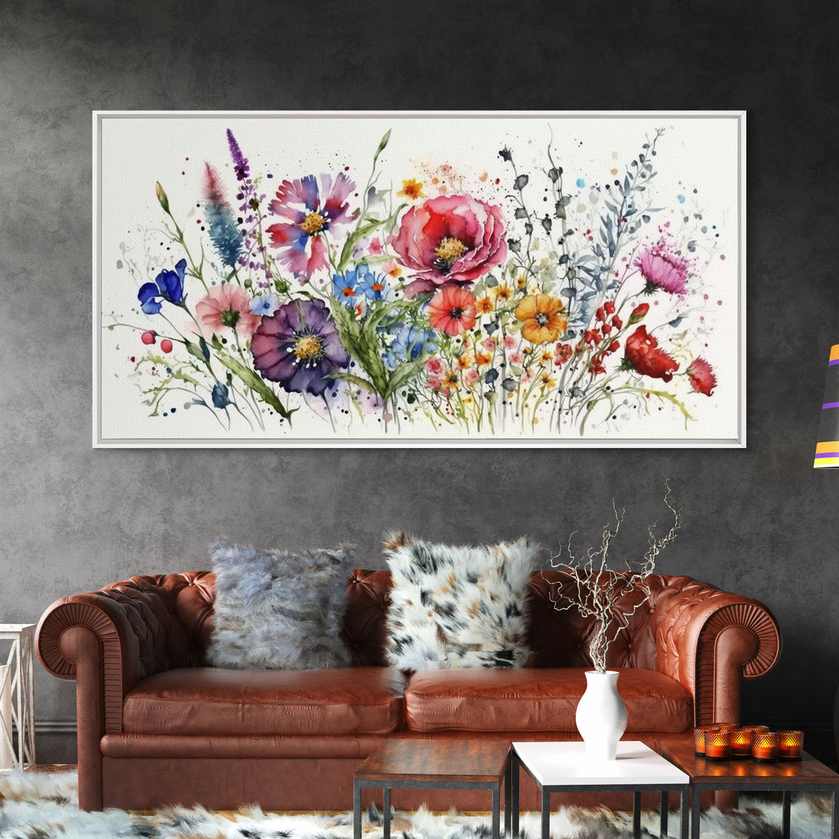 Wall Art Wildflower Watercolors, Colorful Floral Prints, Framed Canvas Print, Original Watercolor Painting Print, Mother's Day