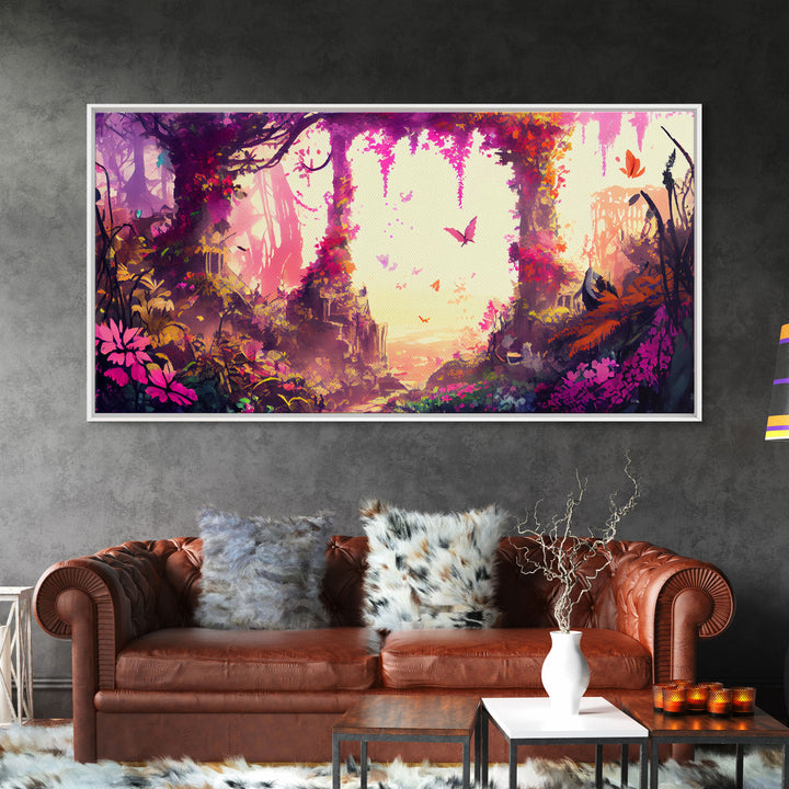Pink Forest Art | Framed Canvas Print | Framed Art | Fantasy Decor | Magenta / Fuchsia Gift | Large Format Art