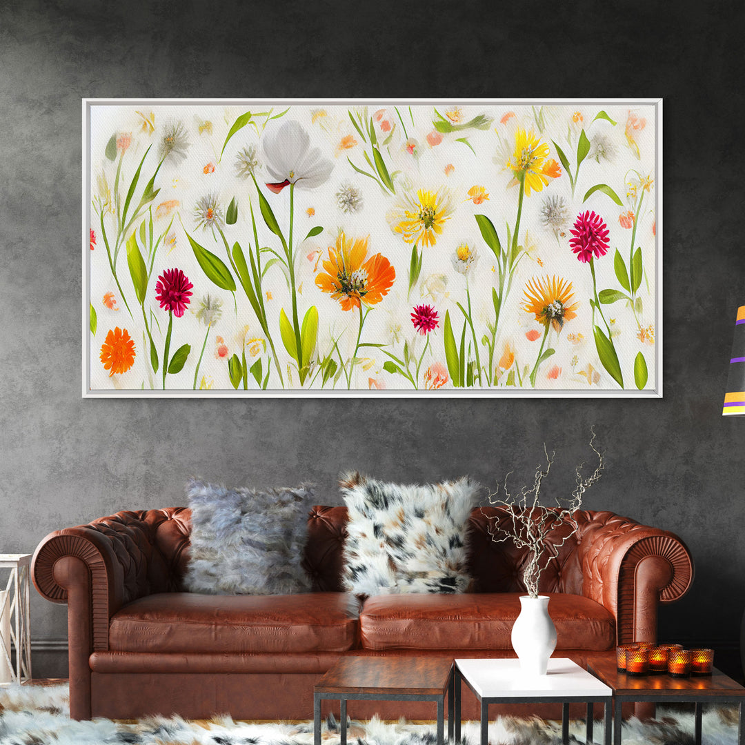 Botanical wall art, spring flowers, canvas print, dorm art for girls