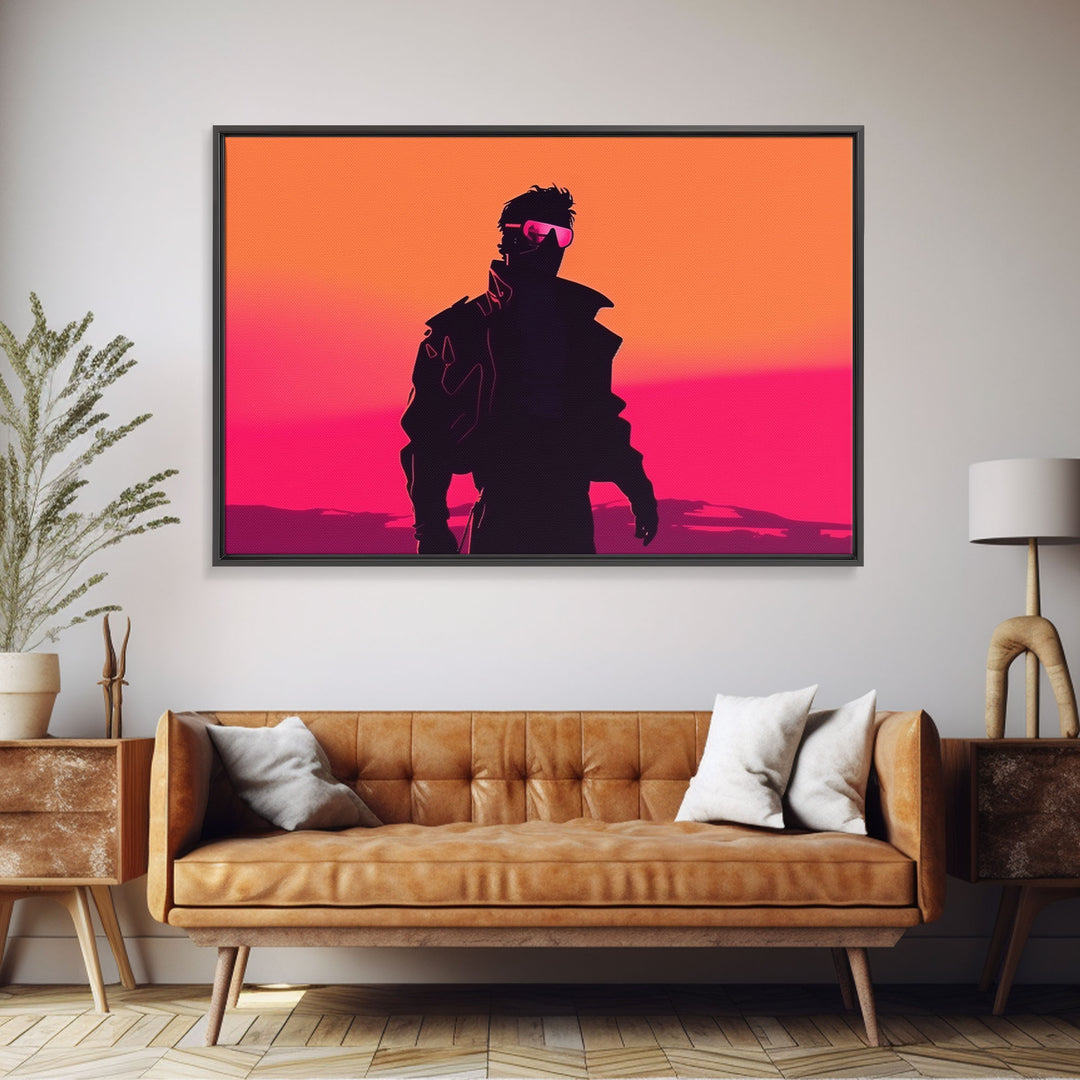 Punk Wall Art | Framed Canvas Print | Living room art | Outrun Style | Retro | Synthwave Style | Wonderful art | Warm colors | Black shadow