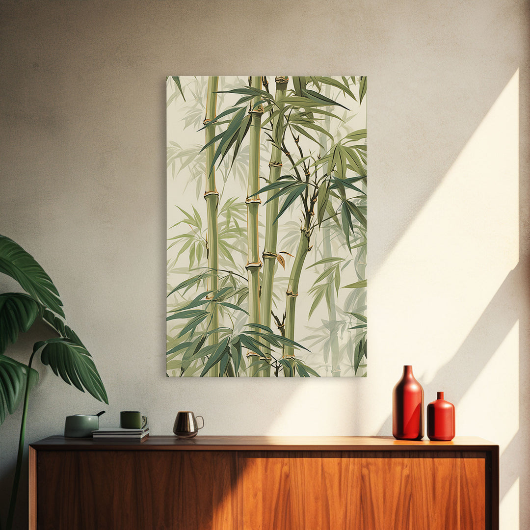 Minimalist Bamboo Wall Art Canvas Print, Zen / Meditation Decor