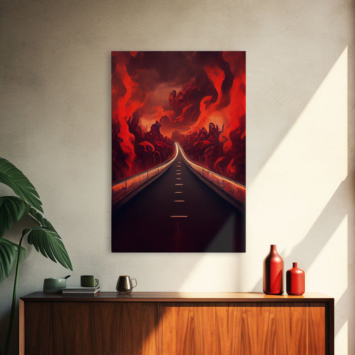 Highway to Hell, canvas print, Halloween wall art, spooky home decor