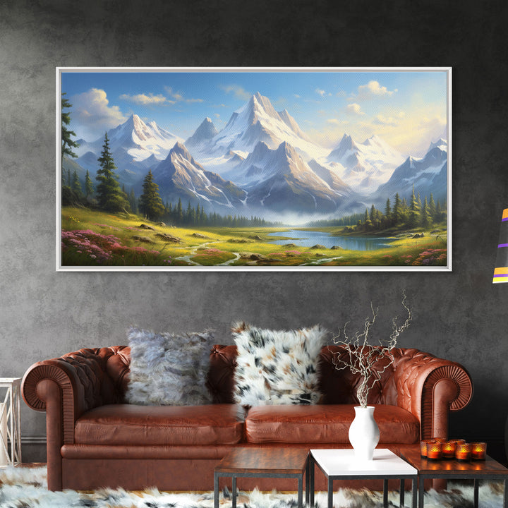 Mount Rainier, Gallery Wall Art, Framed Canvas Print, Original Oil Painting Reproduction Print, Landscape Art, Guest Room Decor