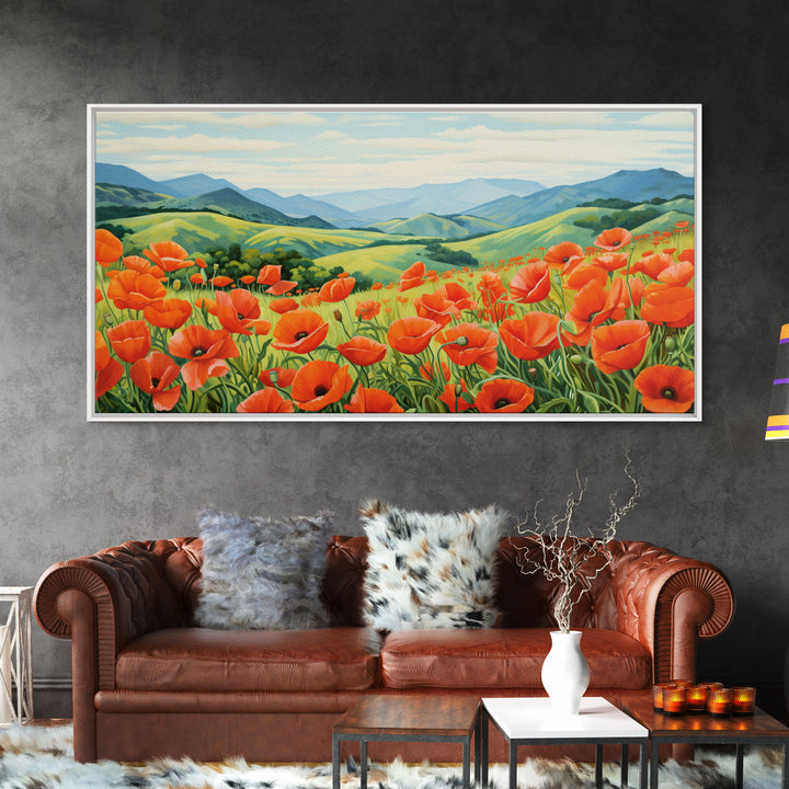 Meadow Wall Art, Poppies Wall Print, Red Flowers, Panoramic Art, Wall Art, Canvas Art, Landscape Art, Going Away Gift, New Home Gift