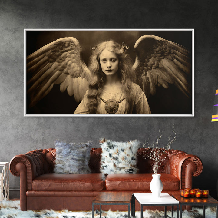 Tintype Photo Of An Angel, Angel Art, Angel Painting, Framed Canvas Print, Guardian Angel, Angel Art Print, Angel Wings, Religious Art