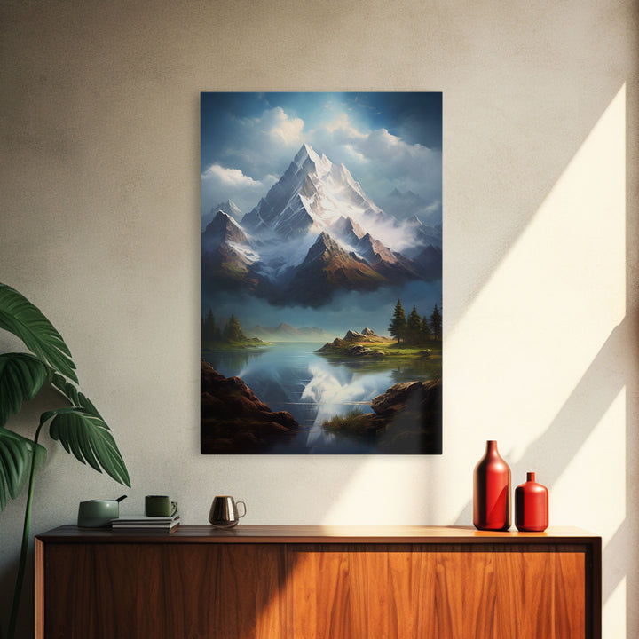 Mountains Wall Art, Lake Wall Print, Landscape Wall Art, Canvas Print, Wall Art, Vertical Art, Client Gift, Ranch House Decor, Office Prints