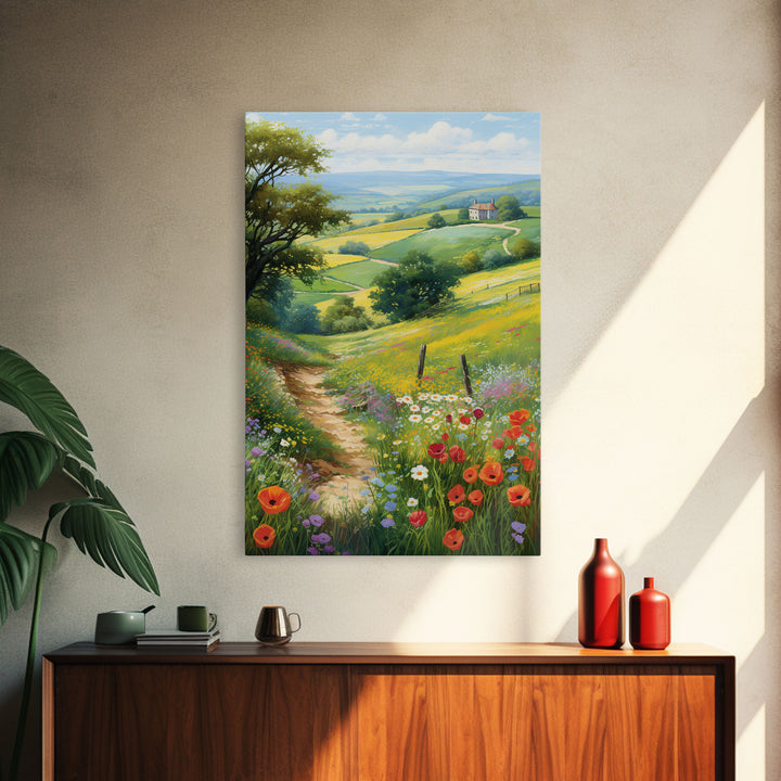 Countryside Wall Art, Wildflowers Wall Art, Meadow Wall Print, Canvas Print, Wall Art, Vertical Art, Country Wall Art, Landscape Art