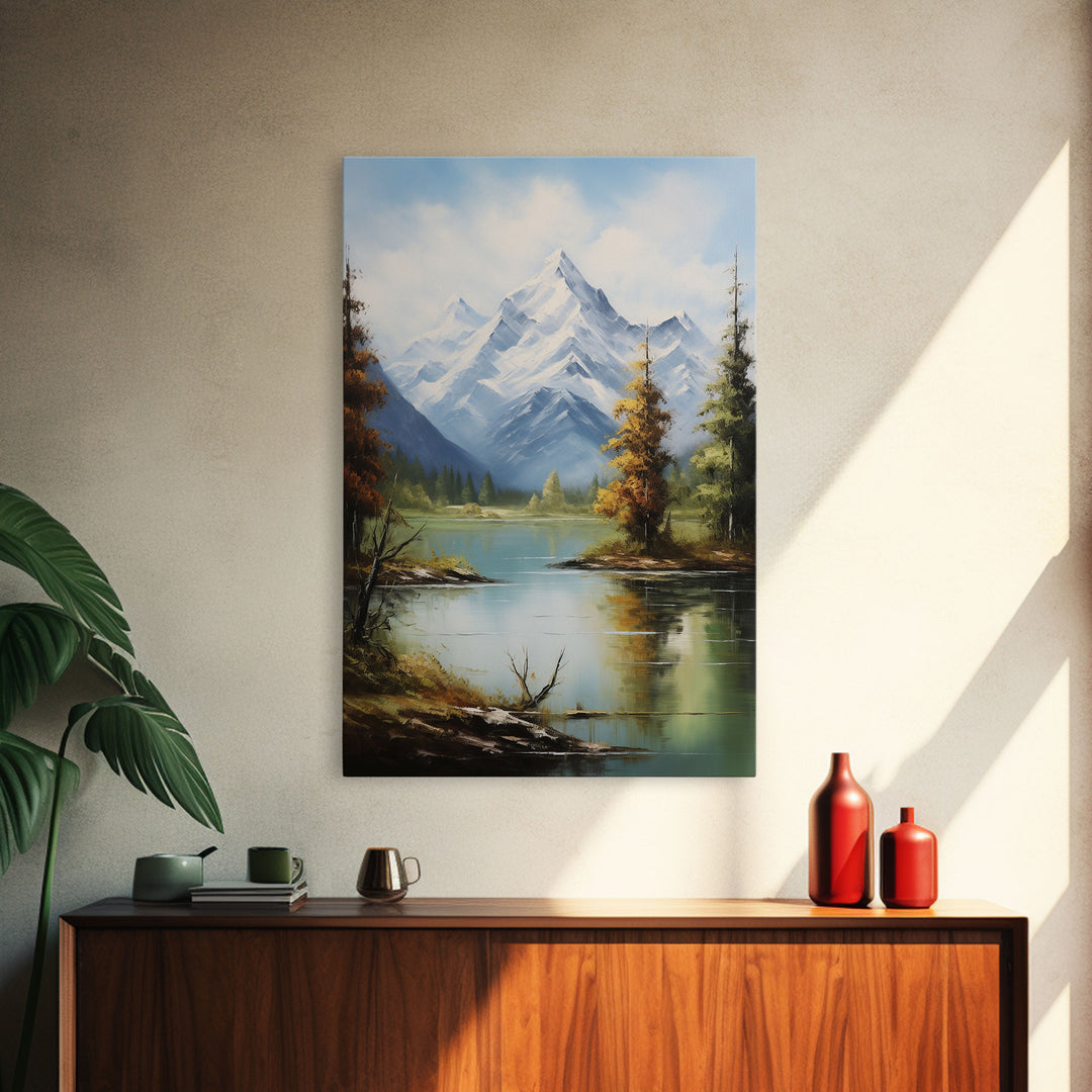 Lake Wall Art, Mountains Wall Print, Nature Landscape Print, Canvas Print, Wall Art, Vertical Art, Bedroom Prints, Home Decor Prints