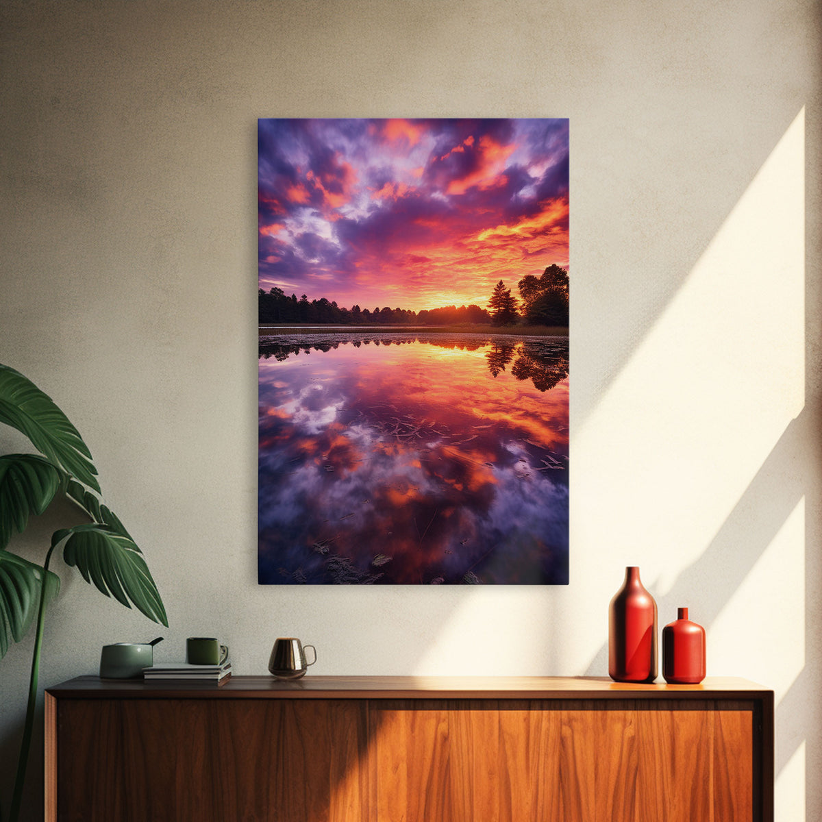 Lake Wall Art, Water Reflection, Landscape Wall Art, Sunset Wall Art, Canvas Print, Wall Art, Vertical Art, Nature Wall Art, Wall Hanging