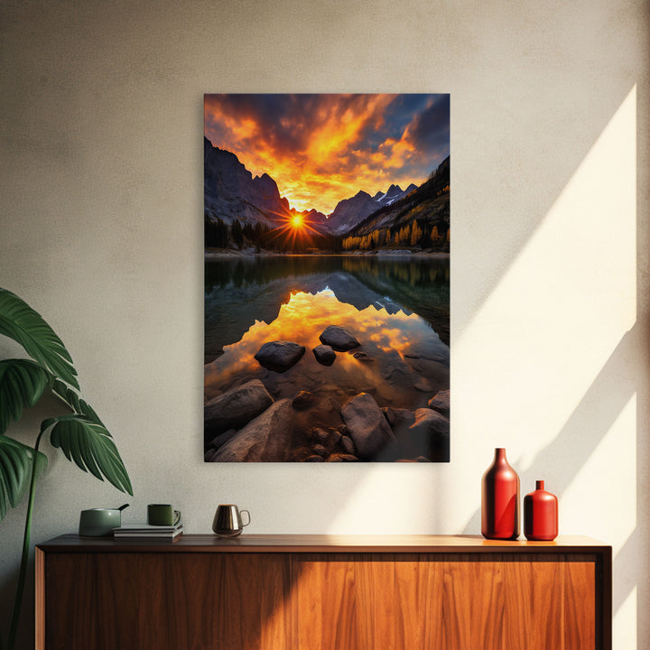 Lake Wall Art, Landscape Print, Nature Wall Art, Trees Wall Art, Canvas Print, Wall Art, Vertical Art, Congratulations Gift, Above Bed Art