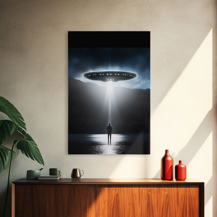 The Encounter, Framed Canvas Print, Scifi Canvas Art, UFO Photography