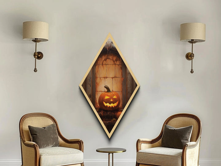 Spooky Haunted Halloween jack O' Lantern Oil Painting Print, Dark Academia Wall Art, Spooky Victorian Halloween Decor