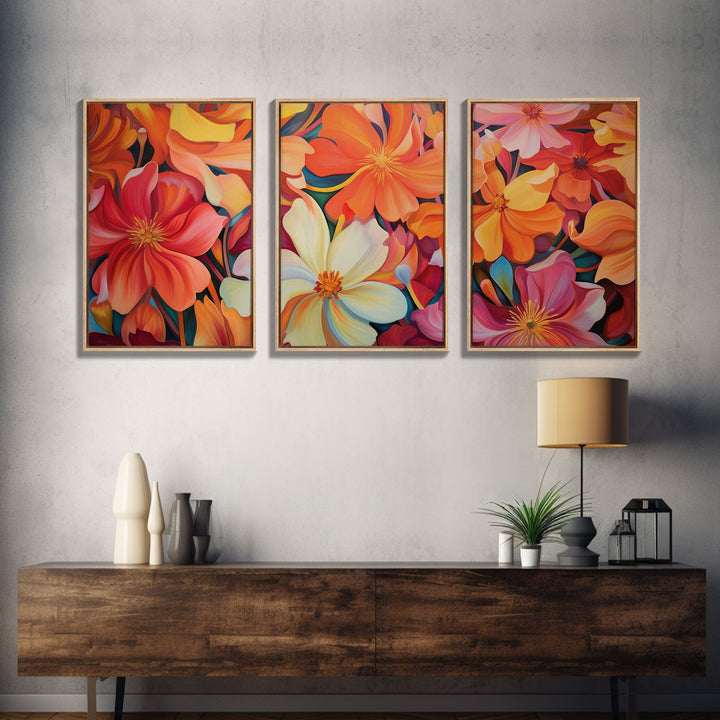 Floral Wall Art, Colorful Wall Art, Botanical Art Print, Canvas Print, Wall Art, 3 Piece Wall Art, Birthday Gift, Kitchen Wall Decor