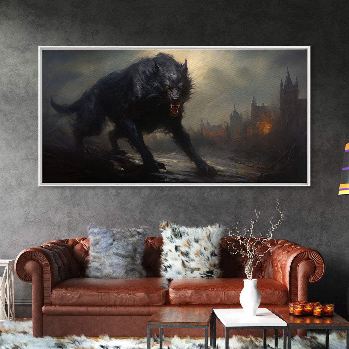 The Werewolf, Halloween Art Print, Framed Canvas Art, Halloween Poster Print, Victorian Dark Academia Oil Painting