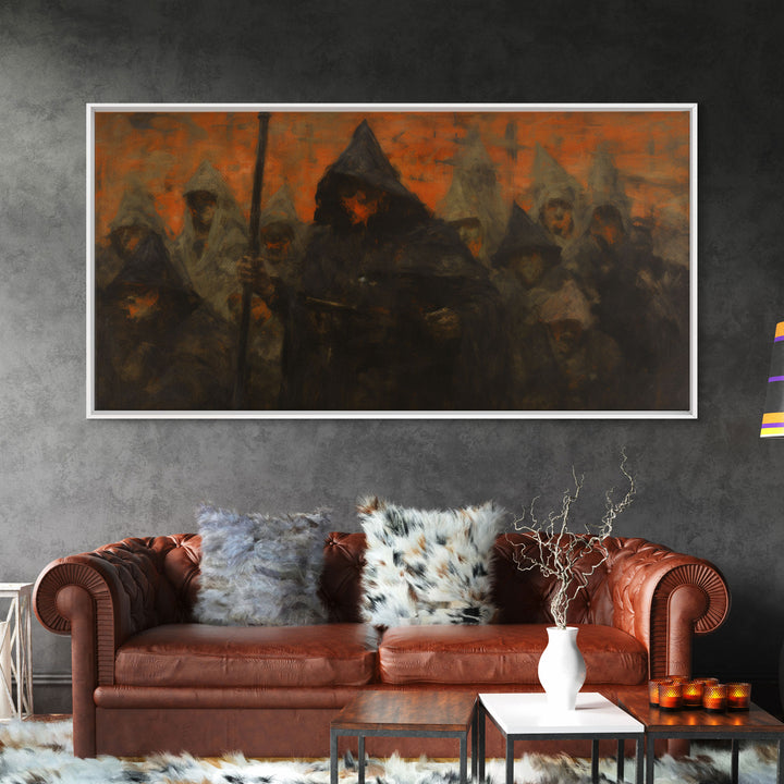 The Cult, Framed Canvas Print, Horror Prints, Halloween Art Print, Dark Academia, Spooky Halloween Art