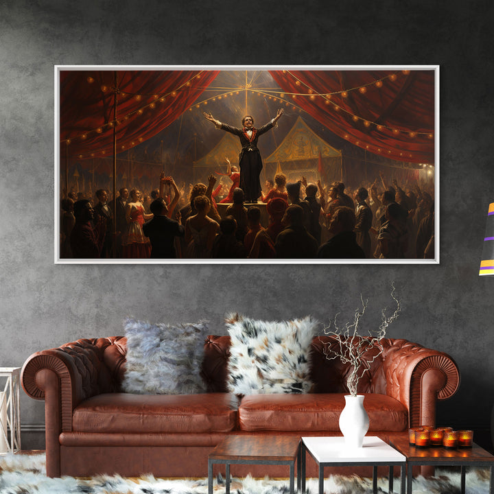 The Cursed Circus, Unique Halloween Art, Framed Canvas Print, Halloween Poster Art, Horror Prints