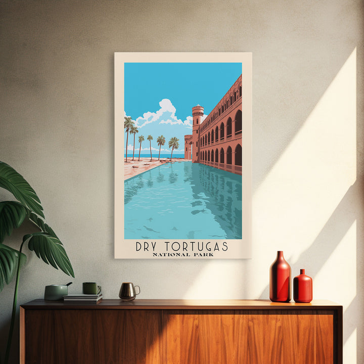 Dry Tortugas National Park Florida Travel Art, National Park Print, Minimalist Travel Art, Midcentury Modern Style Landscape Painting