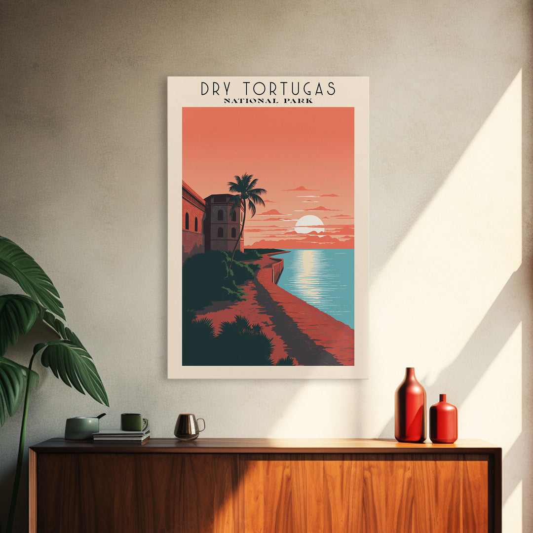 Dry Tortugas National Park FloridaTravel Art, National Park Print, Minimalist Travel Art, Midcentury Modern Style Landscape Painting