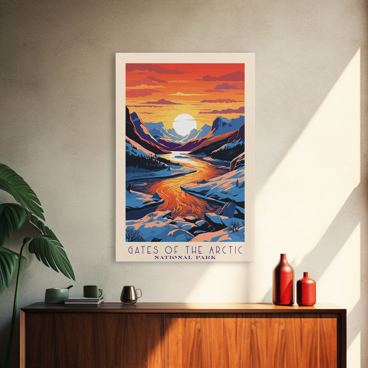 Gates Of The Arctic  National Park Travel Art, National Park Print, Minimalist Travel Art, Midcentury Modern Style Landscape Painting