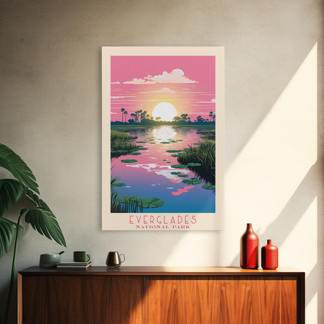 Everglades National Park Florida Travel Art, National Park Print, Minimalist Travel Art, Midcentury Modern Style Landscape Painting