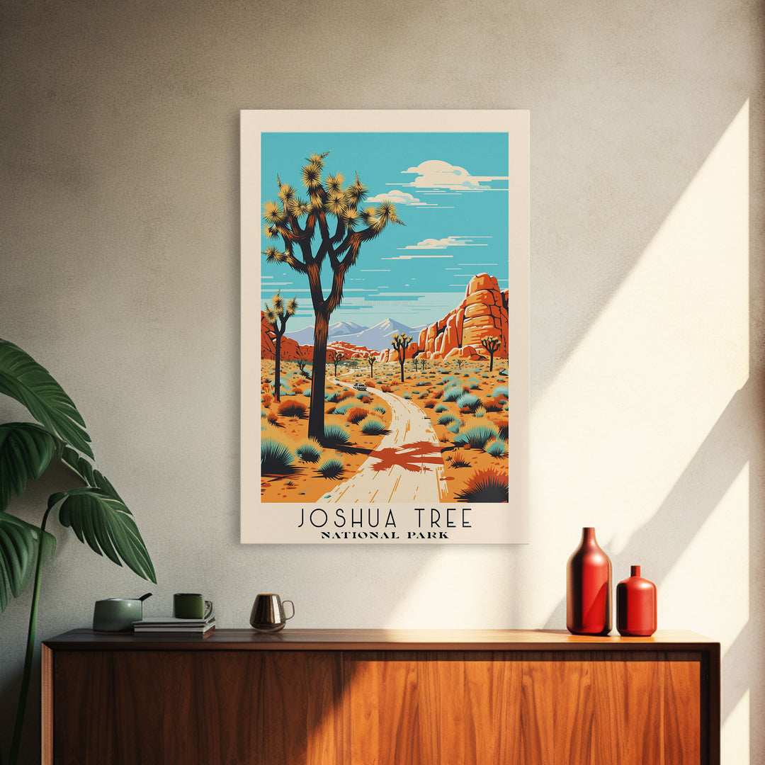Joshua Tree National Park California Travel Art, National Park Print, Minimalist Travel Art, Midcentury Modern Style Landscape Painting