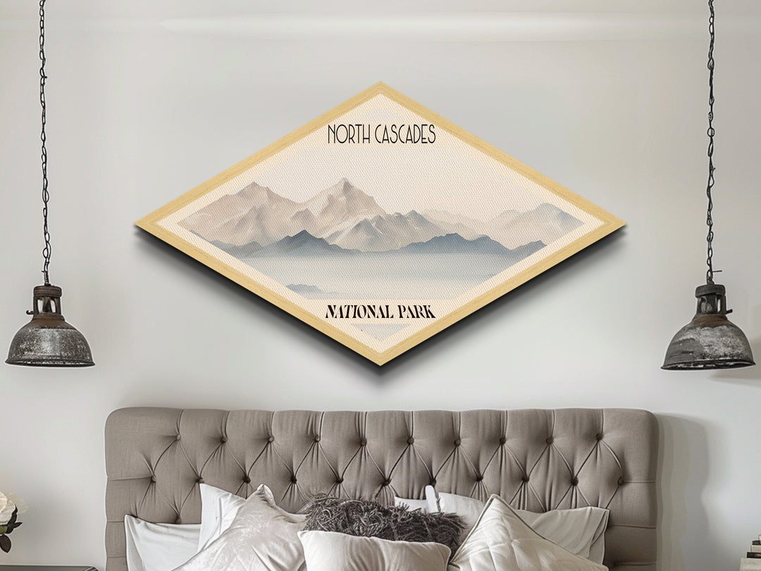 North Cascades National Park Travel Poster Canvas Texture Print, Travel Decor, Midcentury Modern Retro Decor Washington Landscape