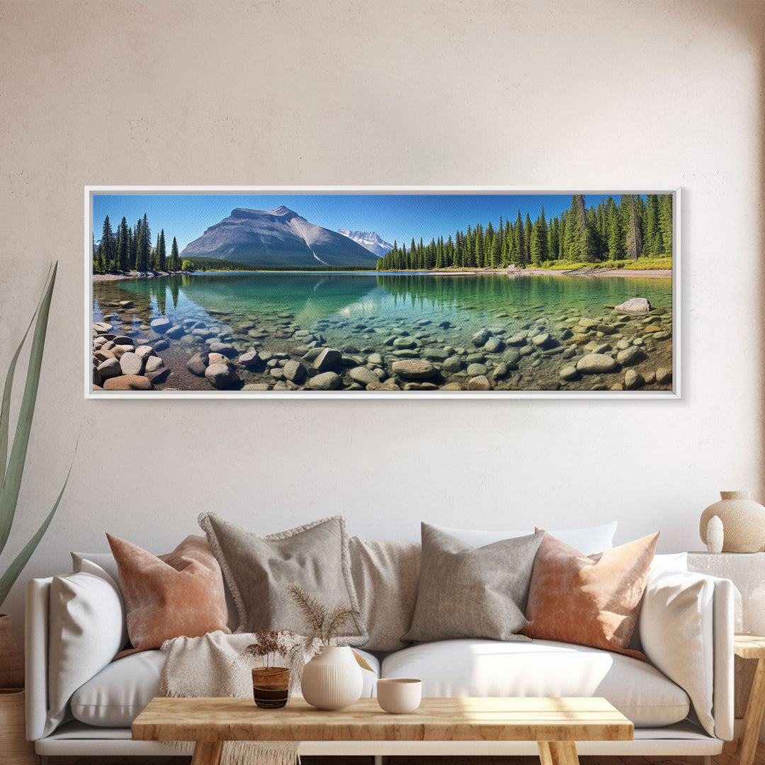 Photographic Panoramic of Banff National Park, Sunset Photography, National Park Art, Framed Canvas Print, Landscape Photography