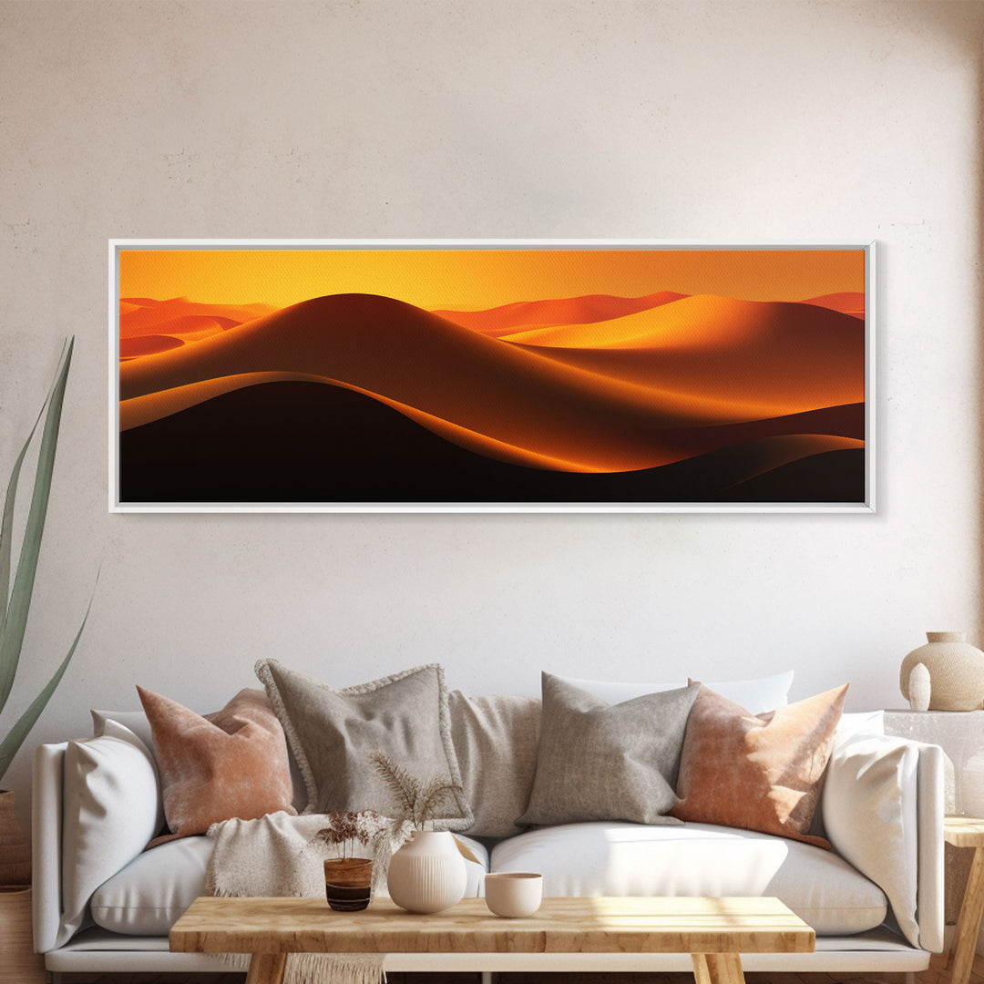 Asbtract Art Deco Style Sand Dunes, Framed Canvas Print, Living Room Decor, MCM Style Art, Midcentury Modern, Minimalist Art