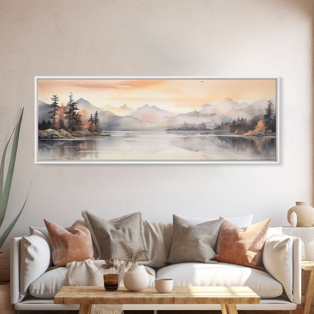 Fall Wall Art, Watercolor Landscape Painting Framed Canvas Print, Landscape Painting, Oil Painting, Vintage Landscap, Fall Landscape