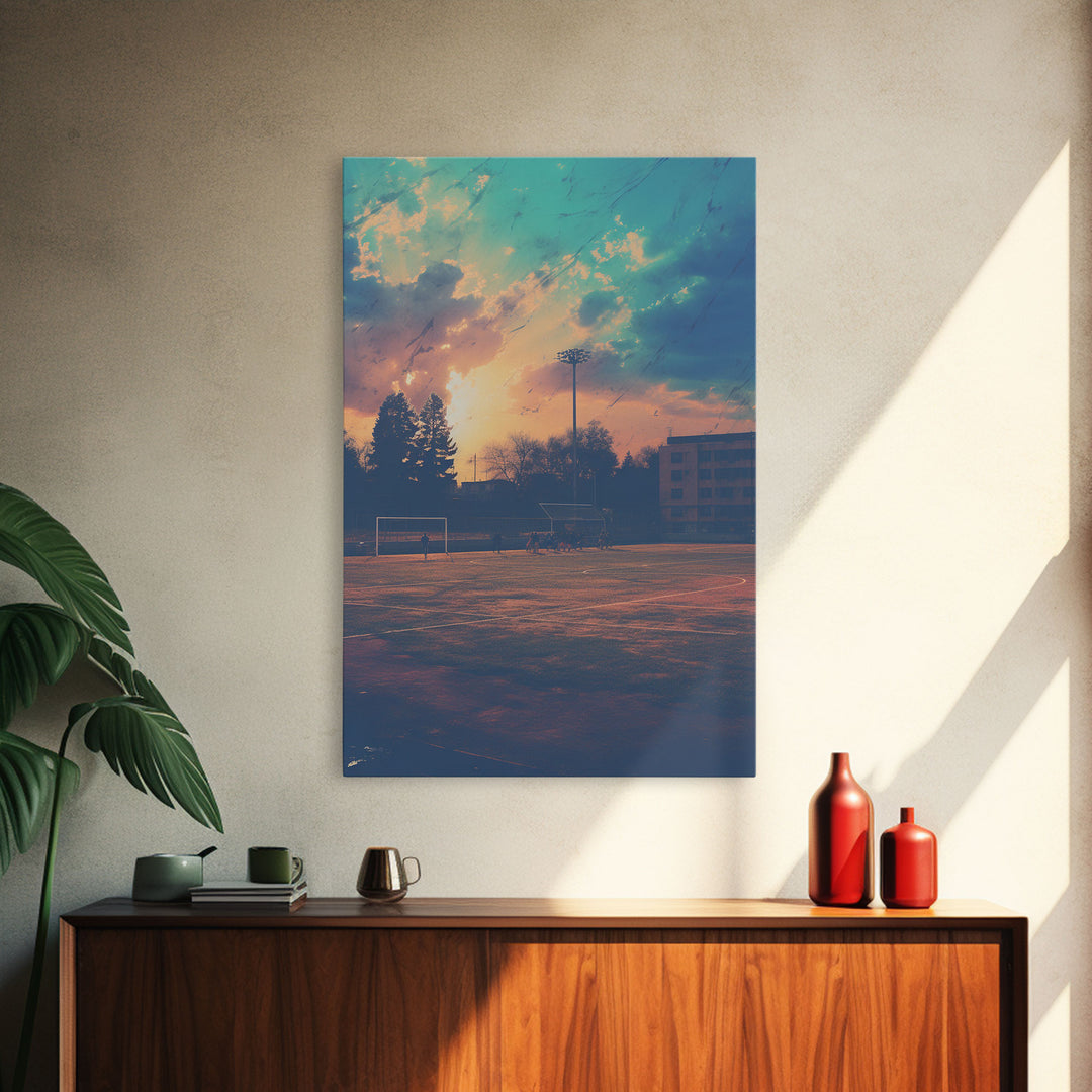 Football Field, Kids Wall Art, Canvas Print, Wall Hanging, Portrait Art, Soccer Coach Gift, Soccer Wall Art, Family Home Art, Dorm Room Art