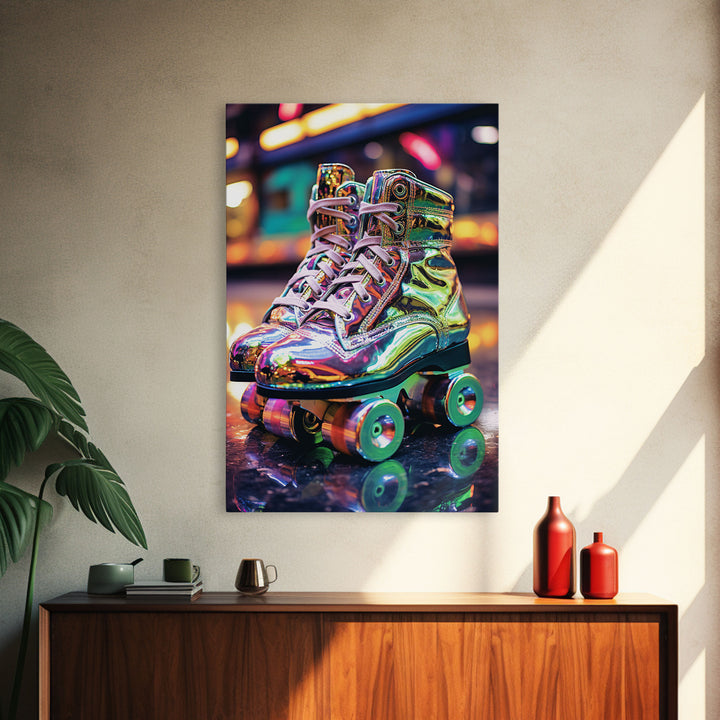 Roller Skates, Roller Derby, Retro Wall Art, Canvas Print, Wall Hanging, Portrait Art, Preppy Wall Art, Anniversary Gift, Office Prints