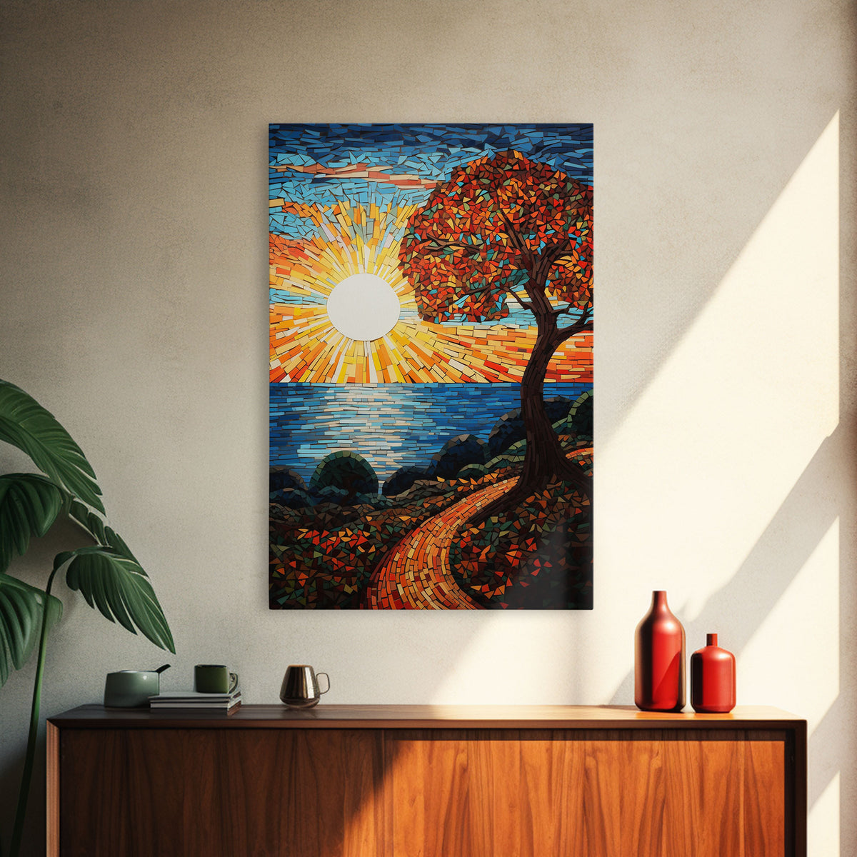 Ocean Wall Art, Sunset, Abstract Art, Tree Wall Art, Canvas Print, Wall Hanging, Portrait Art, Gift For Coworker, RV Decor, House Wall Art