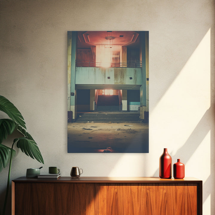 Abandoned Building, Retro Wall Canvas Print, Wall Hanging, Portrait Art, Volleyball Mom, Tiny House Decor, Family Gift, Spooky Room Decor