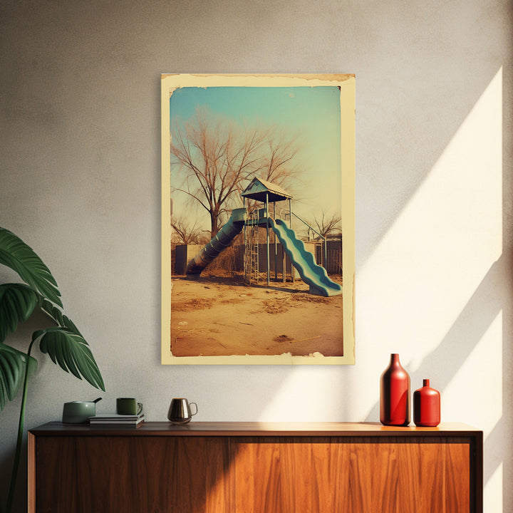 Playground, Nursery Wall Art, Playroom Art, Park, Slide, Canvas Print, Wall Hanging, Portrait Art, New Home Gift, Living Room Prints