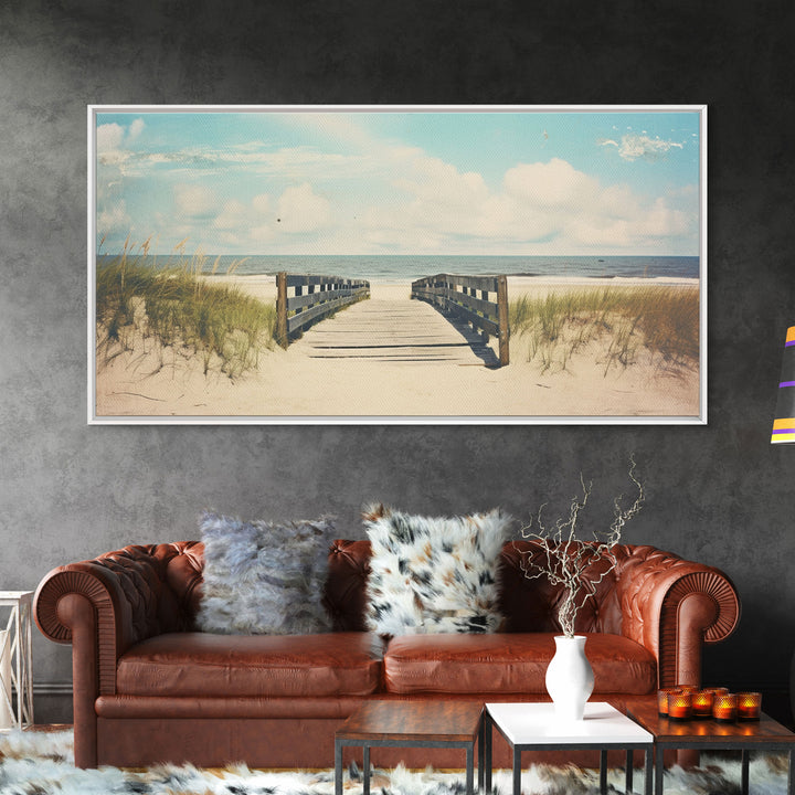 The Boardwalk Framed Canvas Print - Unique Beach Art - South Florida Photography Print - Florida Beaches - Beachhouse Decor Wall Art